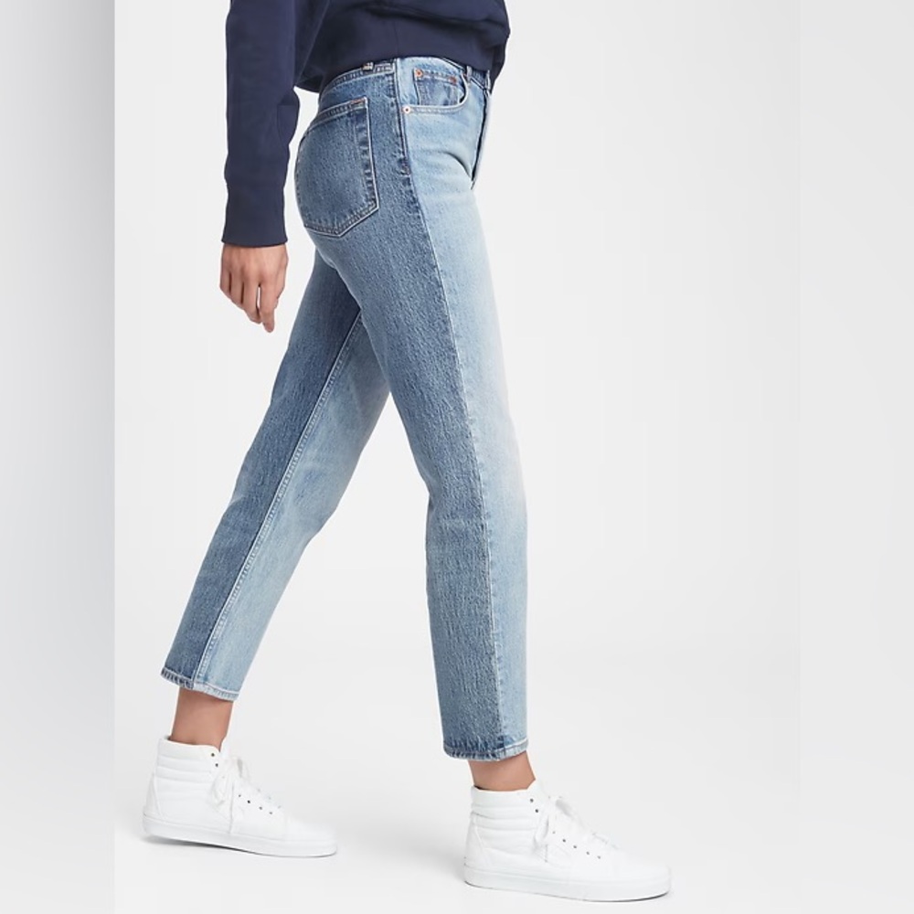 GAP High Rise Two Tone Cheeky Straight Jeans